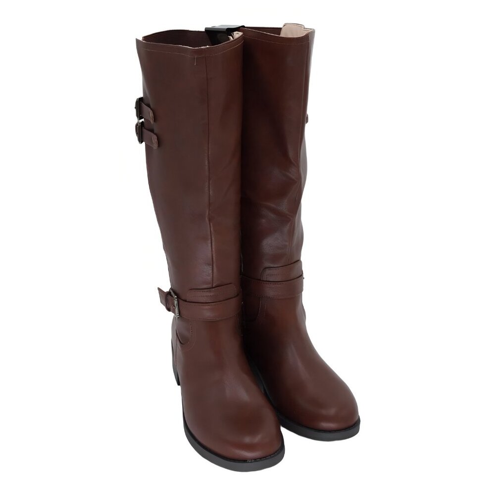 Journee Collection Sonny Knee High Wide-Calf Casual Boots Cognac US 9.5 EU 40
